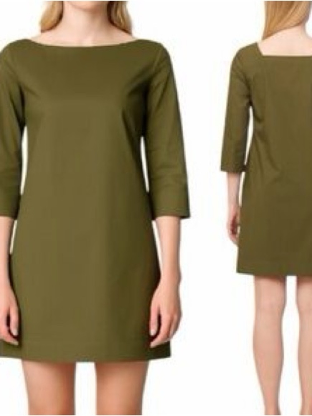 Marni Olive Boatneck Mini Shift Dress